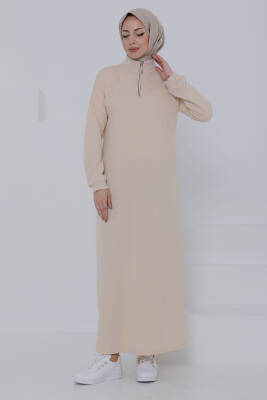 Fermuarlı Elbise Taş - 27046 - 2