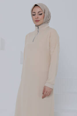 Fermuarlı Elbise Taş - 27046 - 3