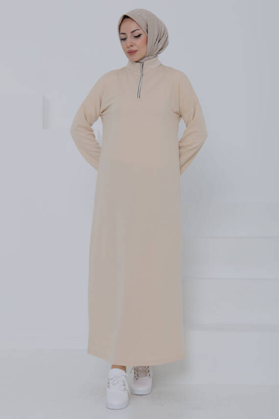 Fermuarlı Elbise Taş - 27046 - 4