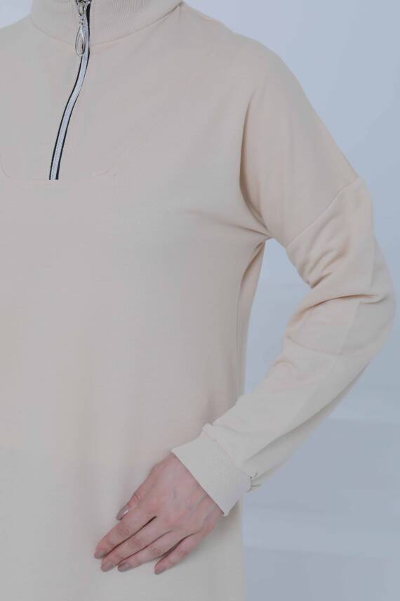 Fermuarlı Elbise Taş - 27046 - 7