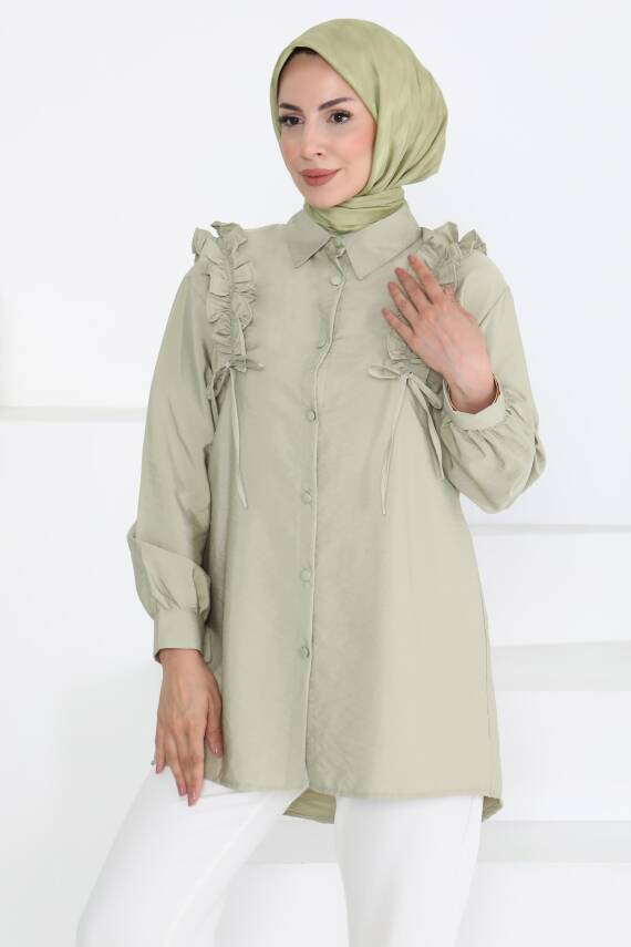 Fırfır Detaylı Tunik Haki - 27274 - 1