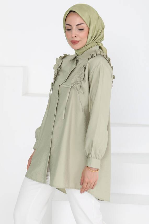 Fırfır Detaylı Tunik Haki - 27274 - 2