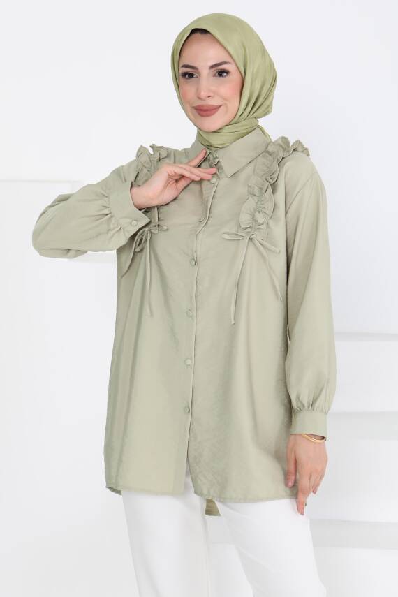 Fırfır Detaylı Tunik Haki - 27274 - 3