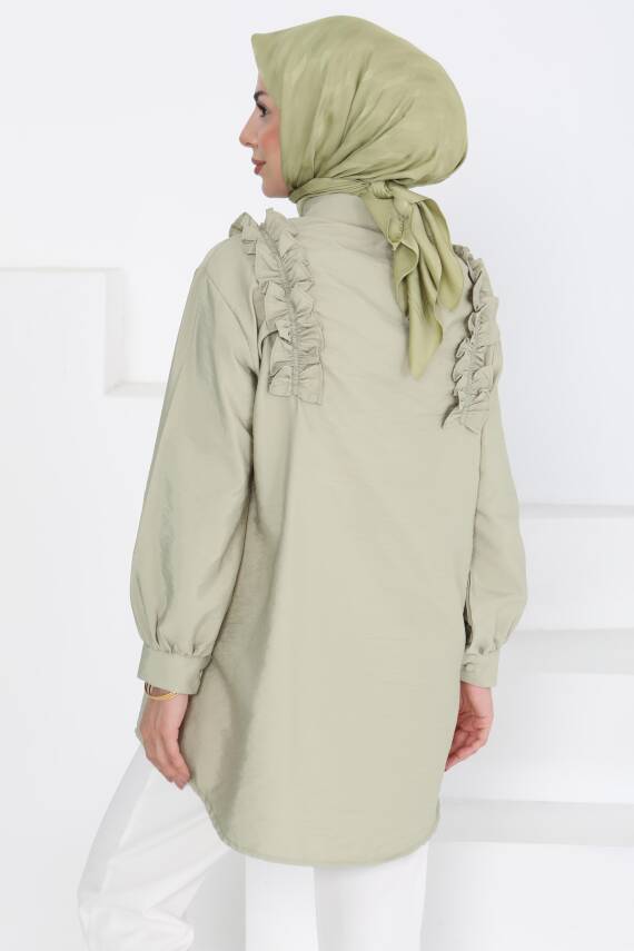 Fırfır Detaylı Tunik Haki - 27274 - 5