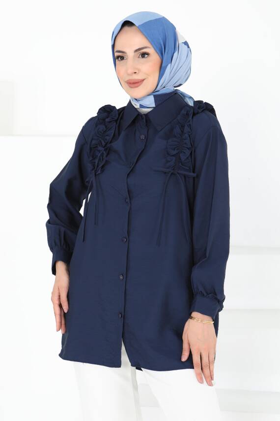 Fırfır Detaylı Tunik Lacivert - 27274 - 1