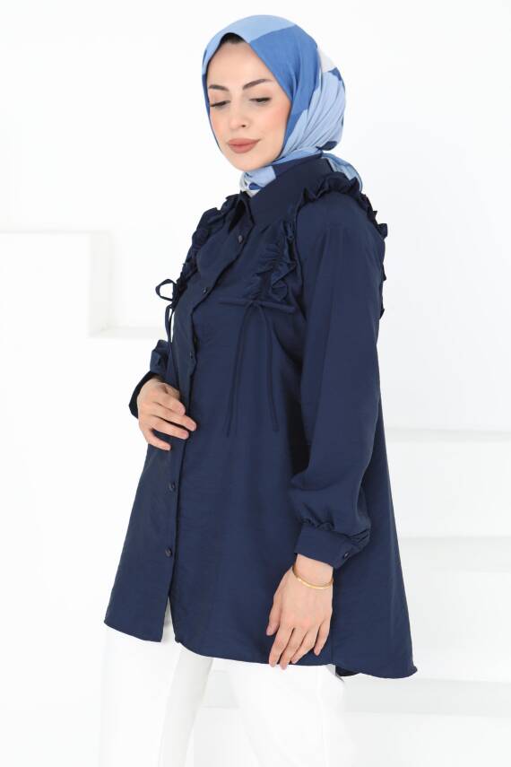 Fırfır Detaylı Tunik Lacivert - 27274 - 2