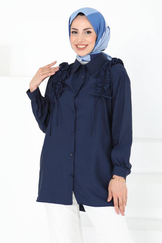 Fırfır Detaylı Tunik Lacivert - 27274 - 3
