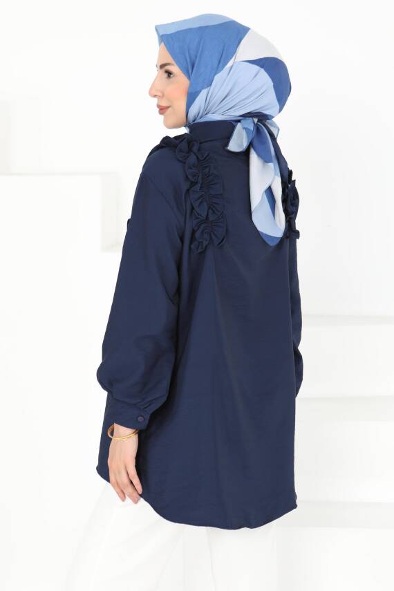 Fırfır Detaylı Tunik Lacivert - 27274 - 5