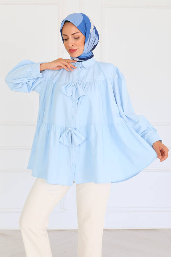 Fiyonk Detaylı Tunik Bebe Mavi - 27551 - 1