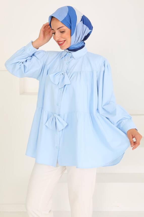 Fiyonk Detaylı Tunik Bebe Mavi - 27551 - 2