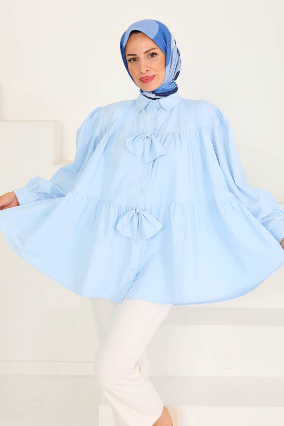 Fiyonk Detaylı Tunik Bebe Mavi - 27551 - 4