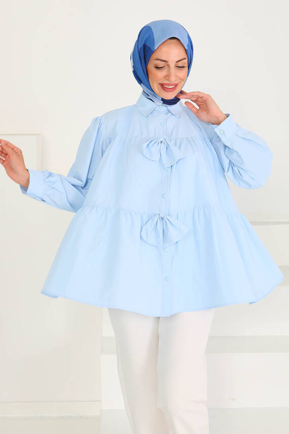 Fiyonk Detaylı Tunik Bebe Mavi - 27551 - 5