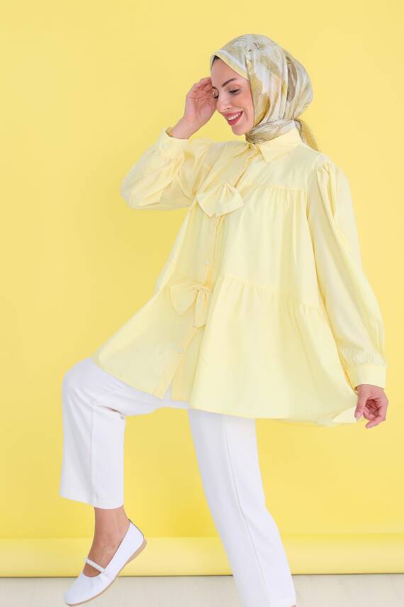 Fiyonk Detaylı Tunik Sari - 27551 - 2