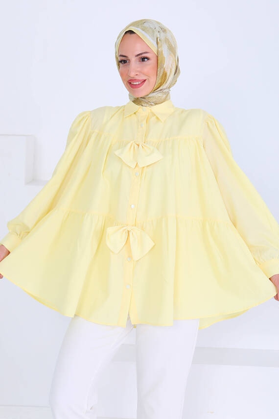 Fiyonk Detaylı Tunik Sari - 27551 - 3