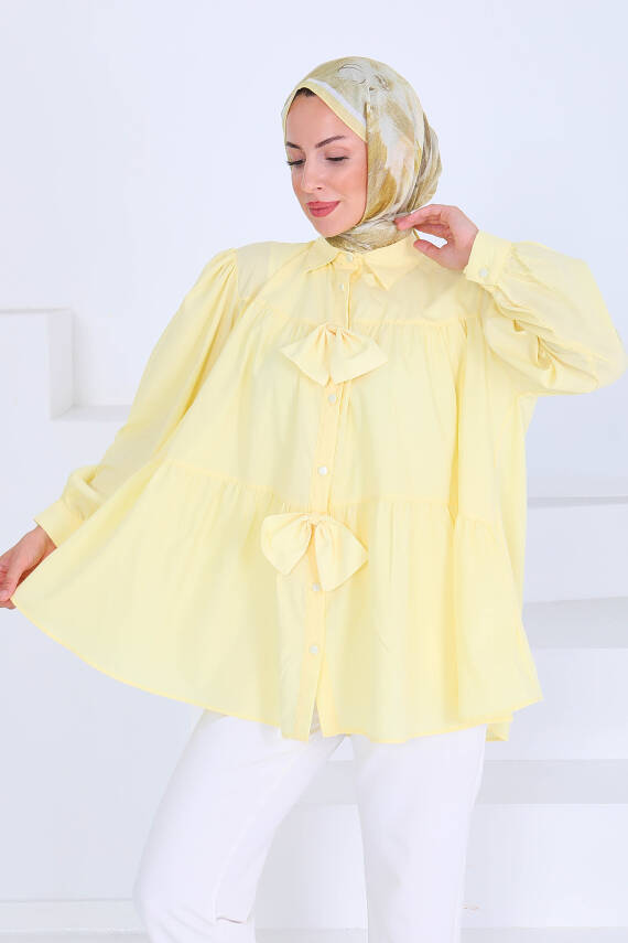 Fiyonk Detaylı Tunik Sari - 27551 - 4
