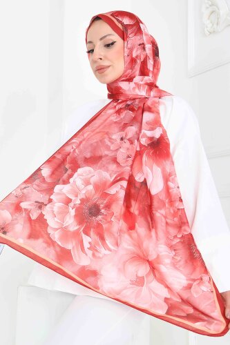 Floral Whisper Serisi Pamuk Şal Mercan - 27853-MERCAN - 2