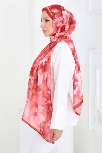 Floral Whisper Serisi Pamuk Şal Mercan - 27853-MERCAN - 4