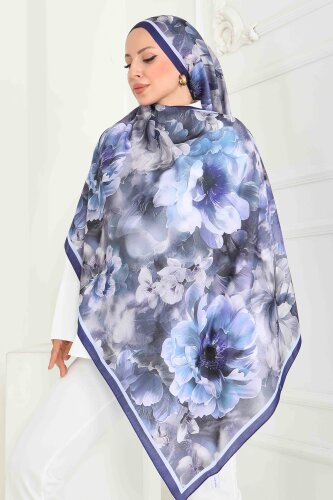 Floral Whisper Serisi Pamuk Şal Mor - 27853-MOR