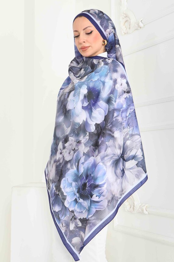 Floral Whisper Serisi Pamuk Şal Mor - 27853-MOR - 2