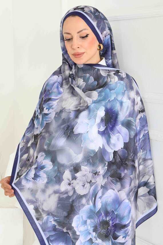 Floral Whisper Serisi Pamuk Şal Mor - 27853-MOR - 3