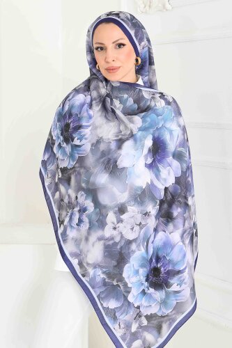 Floral Whisper Serisi Pamuk Şal Mor - 27853-MOR - 4