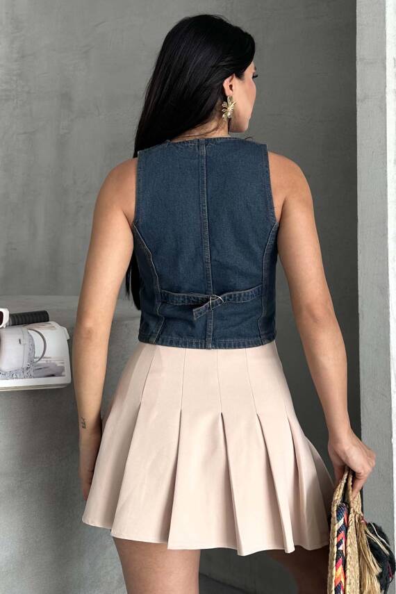 Flotalı Kot Yelek Tint-kahve - 27300 - 5