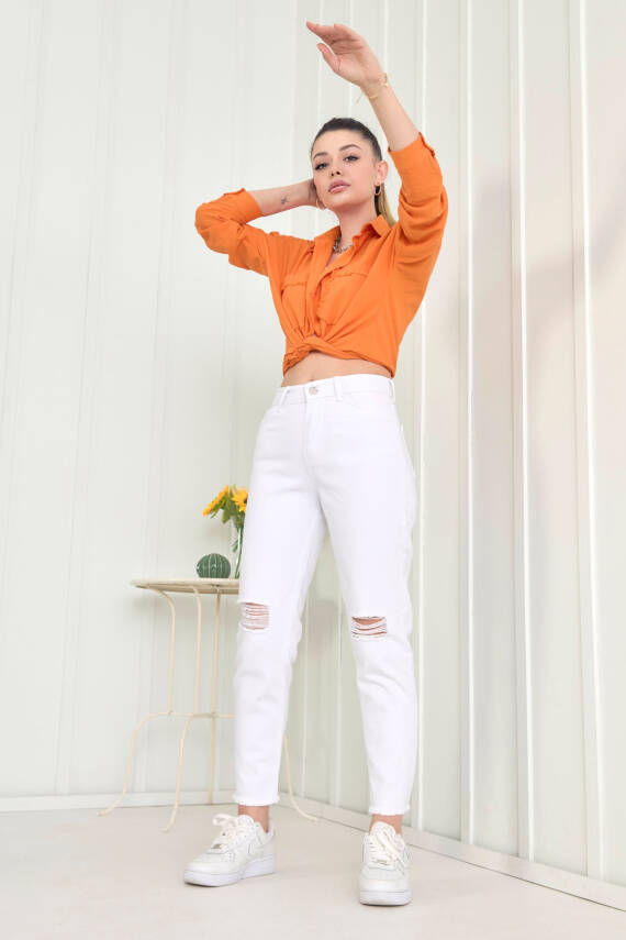 Gabardin Pantolon Beyaz - 11603 - 9
