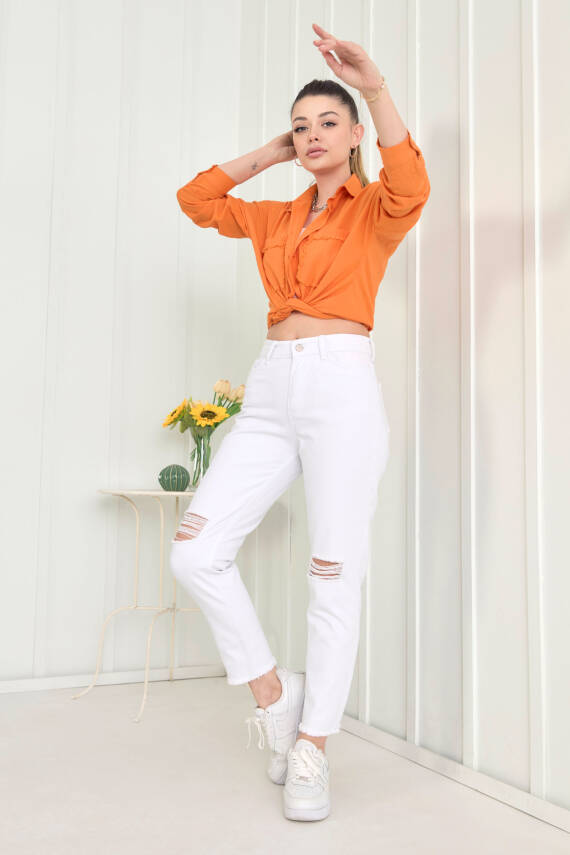 Gabardin Pantolon Beyaz - 11603 - 16