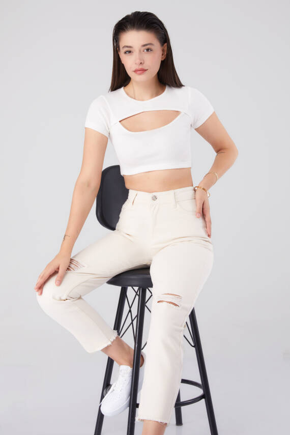 Gabardin Pantolon Ekru - 11603 - 1