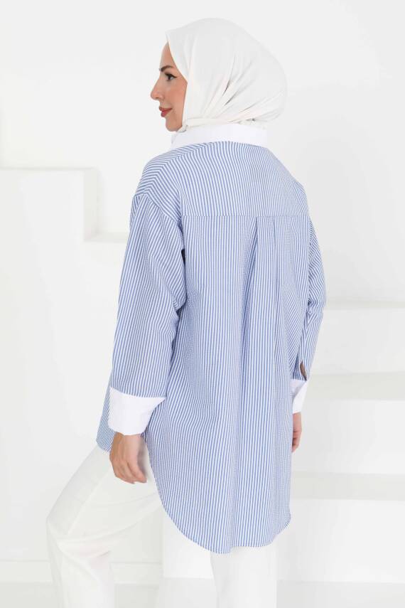 Gül Detaylı Tunik Mavi - 27434 - 5