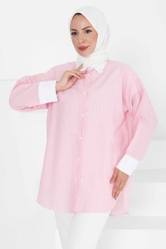Gül Detaylı Tunik Pembe - 27434 - 1
