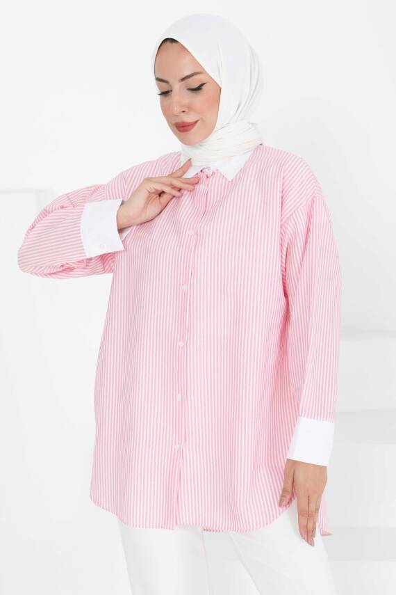 Gül Detaylı Tunik Pembe - 27434 - 2