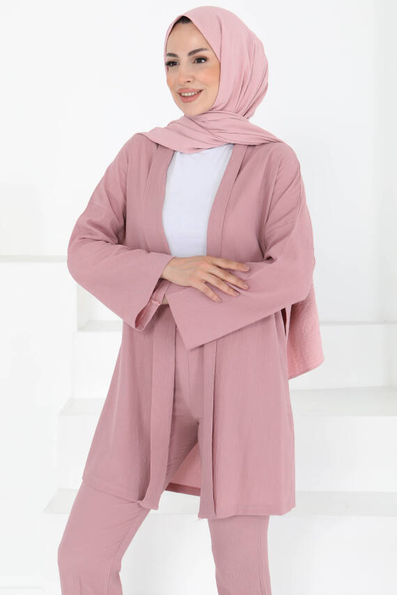 Hırka Pantolon İkili Takım Gül - 27115 - 3
