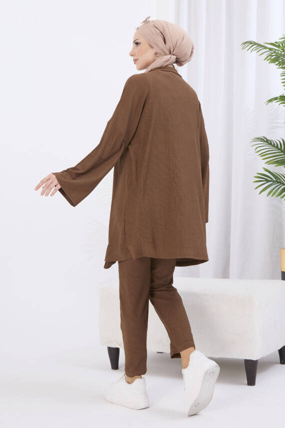 Hırka Pantolon İkili Takım Kahve - 27115 - 5