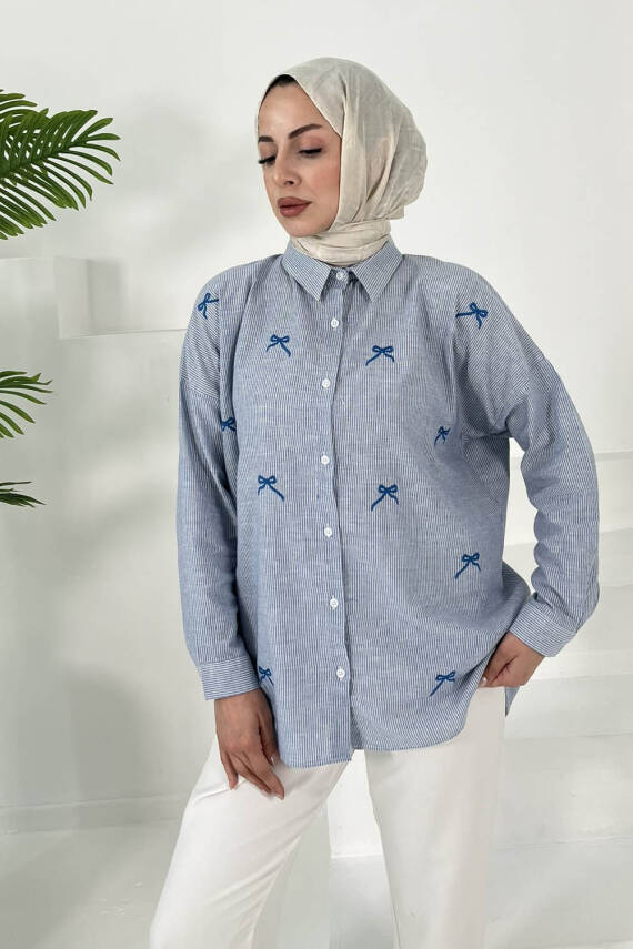 İncili Gömlek Bebe Mavi - 27033 - 1