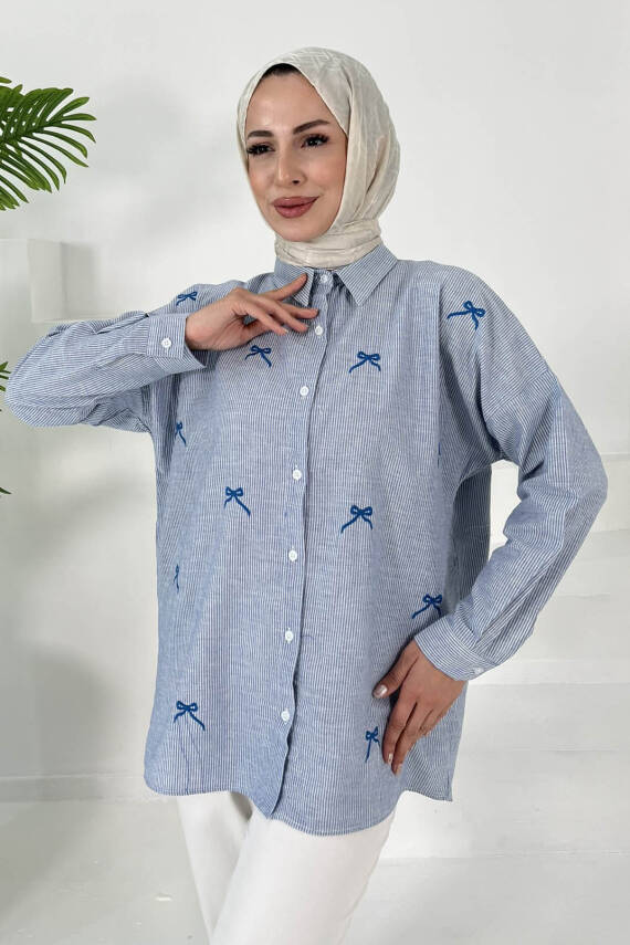 İncili Gömlek Bebe Mavi - 27033 - 2