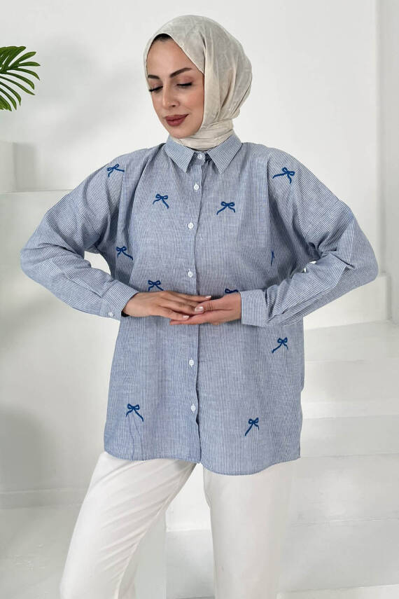 İncili Gömlek Bebe Mavi - 27033 - 4