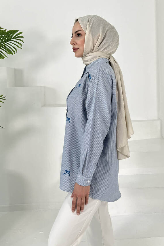 İncili Gömlek Bebe Mavi - 27033 - 5