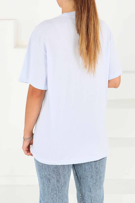 İncili Kısa Kollu T-Şhirt Bebe Mavi - 27543 - 4