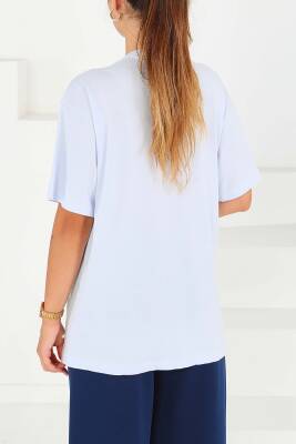 İncili Kısa Kollu T-Şhirt Bebe Mavi - 27544 - 4