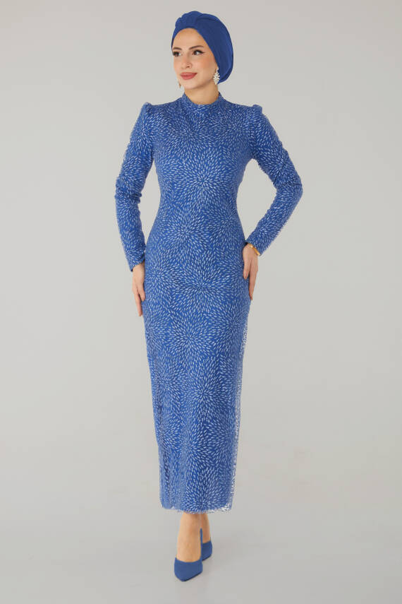 Işıltılı Abiye Elbise Indigo - 26520 - 2