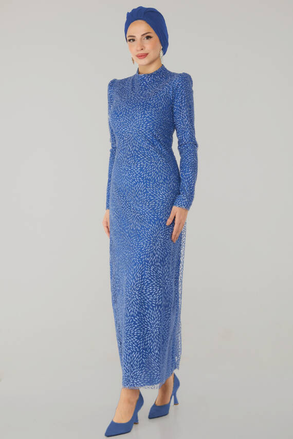 Işıltılı Abiye Elbise Indigo - 26520 - 4