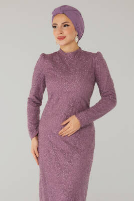 Işıltılı Abiye Elbise Lila - 26520 - 3
