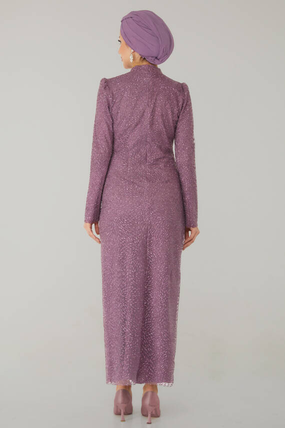 Işıltılı Abiye Elbise Lila - 26520 - 5