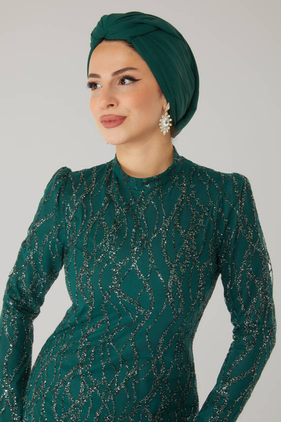 Işıltılı Abiye Elbise Zümrüt - 26521 - 6
