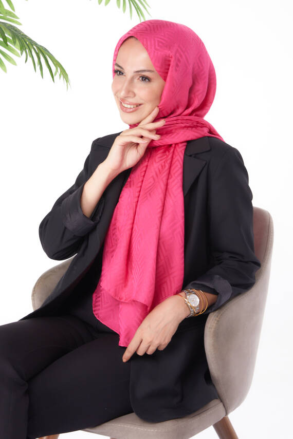 Janjan Desenli Şal Fuşya - 26063 - 1