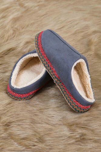 Kadın Antrasit Yanları Nakışlı Ev Terliği - 27781-ANTRASIT - 4