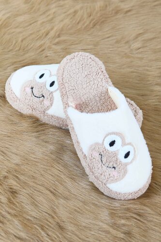 Kadın Bej Kurbağa İşlemeli Ev Terliği - 27779-BEJ - 4