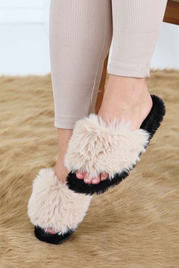 Kadın Bej Ponponlu Ev Terliği - 27782-BEJ - 3