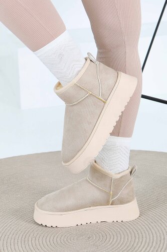 Kadın Bej Yüksek Taban Yarım Süet Bot - 27783-BEJ - 2